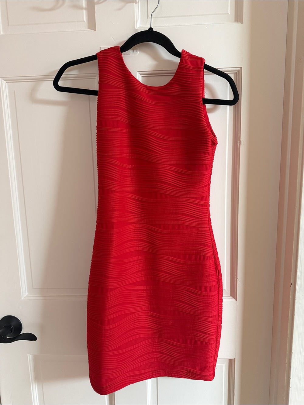 B Darlin Red Textured Sleeveless Bodycon Mini Dress